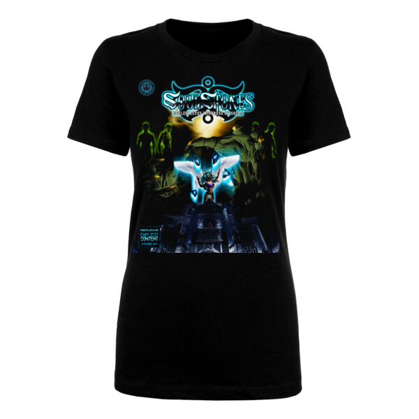 BOOK COVER 1 - PREMIUM WOMEN'S FITTED S/S TEE - BLACK Thumbnail