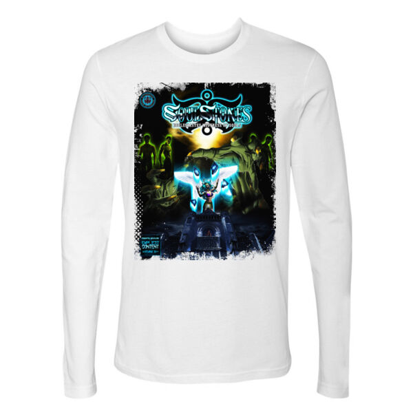 BOOK COVER 1 - PREMIUM MEN'S/UNISEX L/S TEE - WHITE Thumbnail