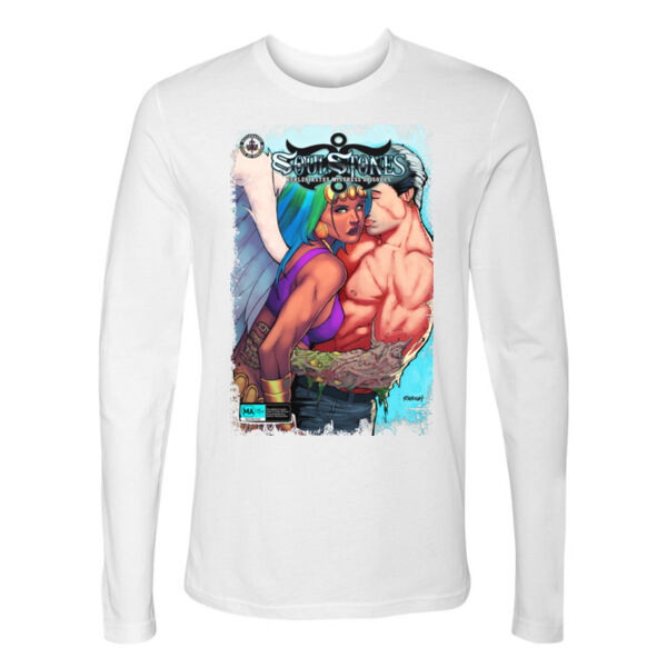 BOOK COVER 2 - PREMIUM MEN'S/UNISEX L/S TEE - WHITE Thumbnail