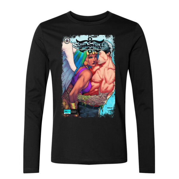 BOOK COVER 2 - PREMIUM MEN'S/UNISEX L/S TEE - BLACK Thumbnail