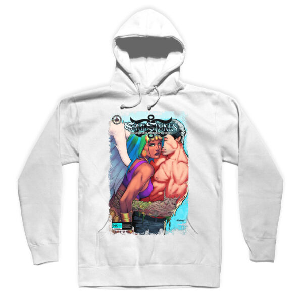 BOOK COVER 2 - PREMIUM MEN'S/UNISEX PULLOVER HOODIE - WHITE Thumbnail